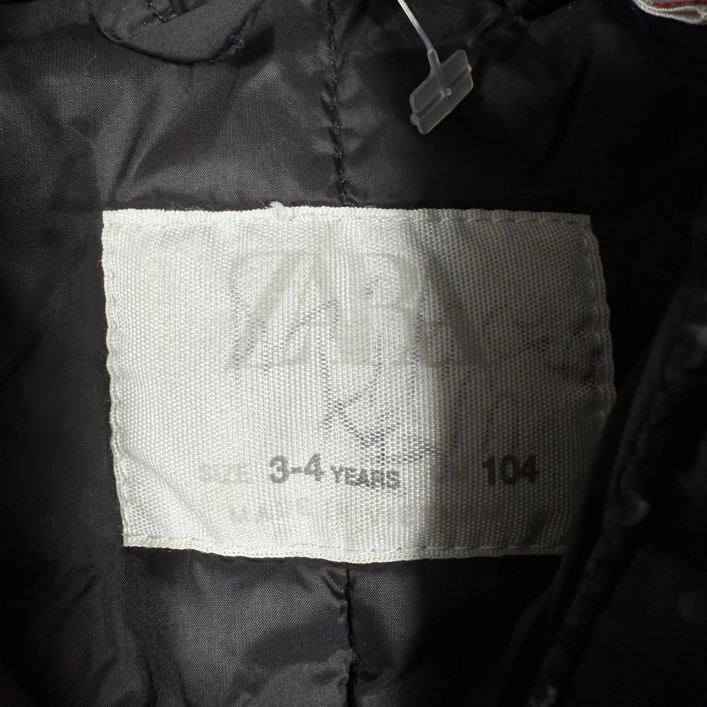 Zara Kids Black Hooded‎ Puffer Jacket Winter Coat 3-4 Years